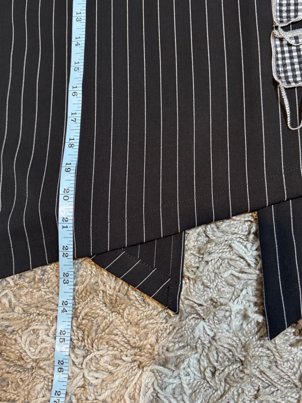 NWT XIAO Black Boxy Pinstripe Pullover with Gingham Applique size Small - Picture 12 of 13